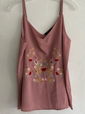 Tecrew Mauve Embroidered Floral Camisole XL